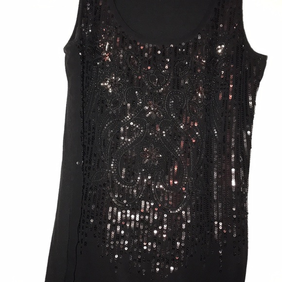 Express Black Sequin Top - Picture 2 of 4